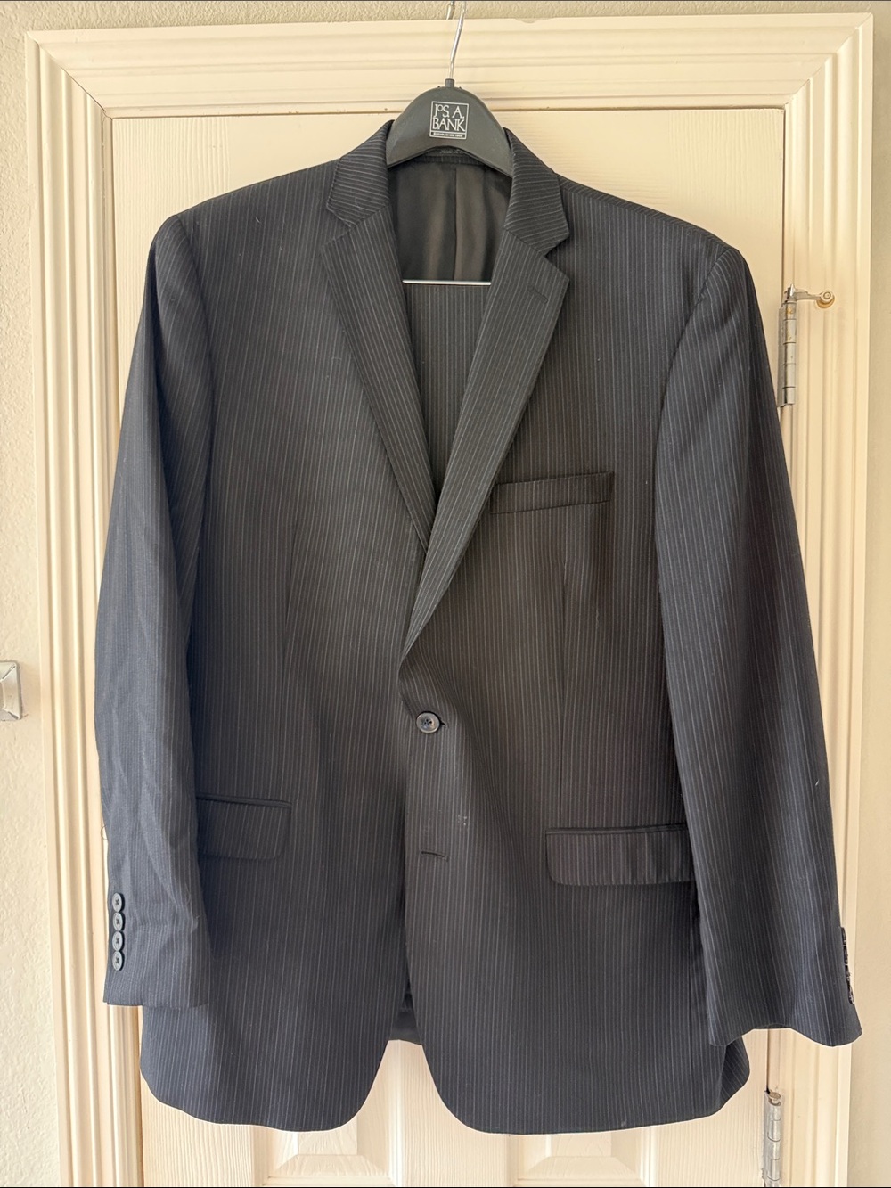 Calvin Klein Macy’s Men’s Store Black Pinstripe Single-Breasted Full Suit
